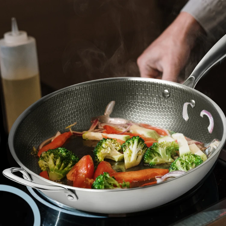 201 China Induction Cooker Honeycomb Stainless Steel Wok