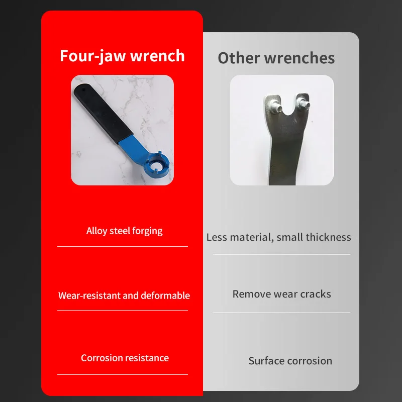 1pc Multi-Functional Angle Grinder Wrench,four jaw wrench,100 Angle grinder adjusting wrench Angle grinder accessories