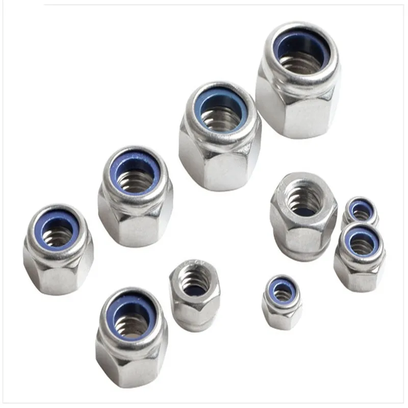 Самоблокирующаяся гайка из нержавеющей стали 201 нейлоновая резиновая кольцевая фиксирующая Шестигранная