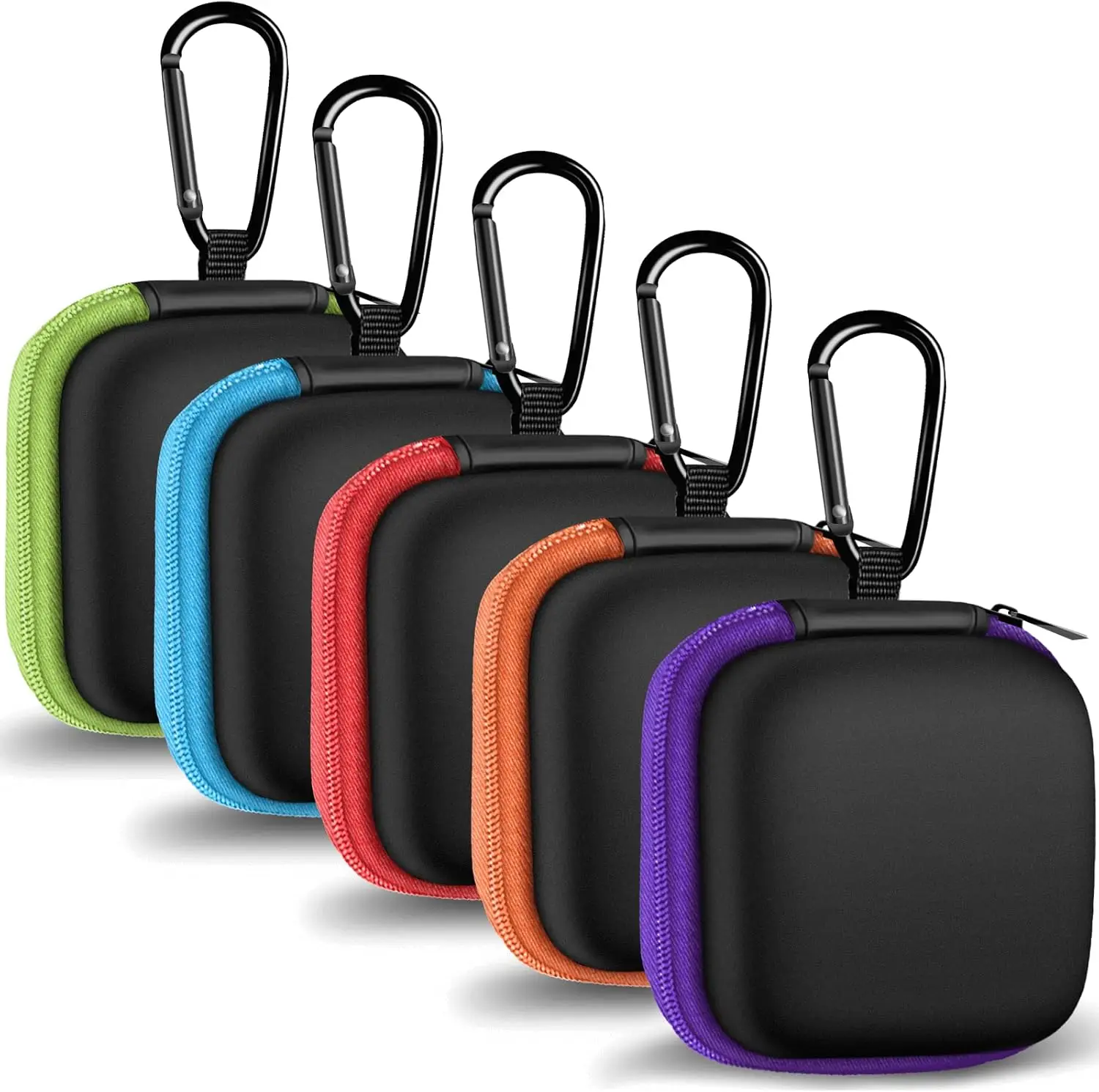 Mini 5-Pack Carrying Case Earphones Earbuds SD Cards USB Cable Zipper Closure,PU EVA Storage Bags Smartphone Wireless Headset
