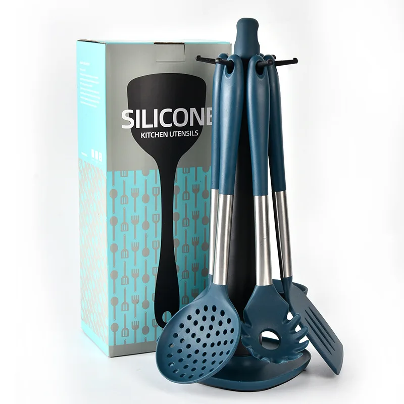 silicone spatula vintage kitchenware set 8pcs cookware kitchen utensils cutlery cooking tools with