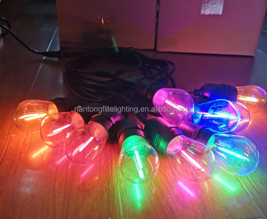 Hot Sale S14 Colorful Filament Hanging Model LED String Lights IP65 Waterproof Outdoor Indoor Decorative Lights