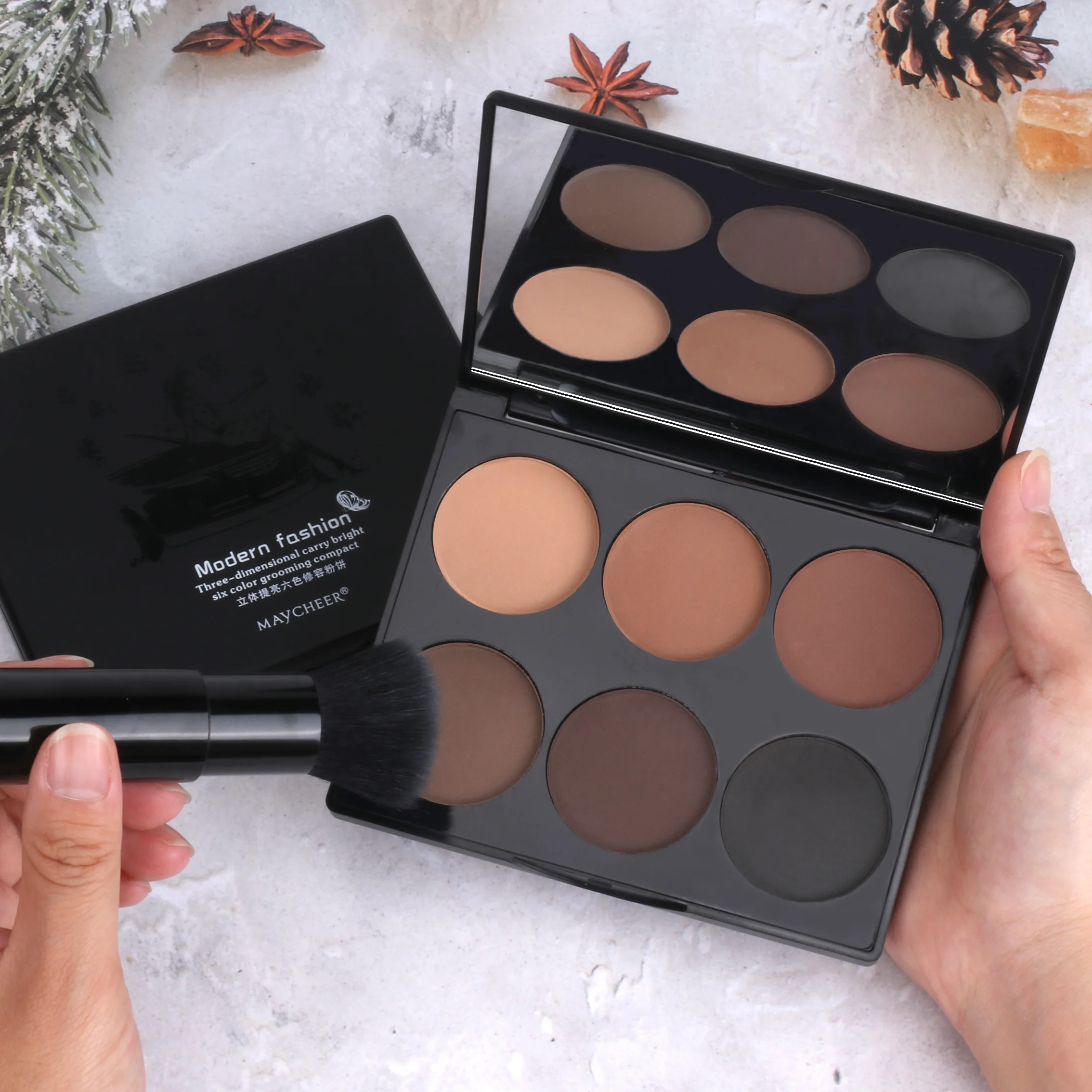Maycheer Pressed Compact Powder Palette Private Label Highlight and Contour Palette Pressed Powder Makeup Compact Palette