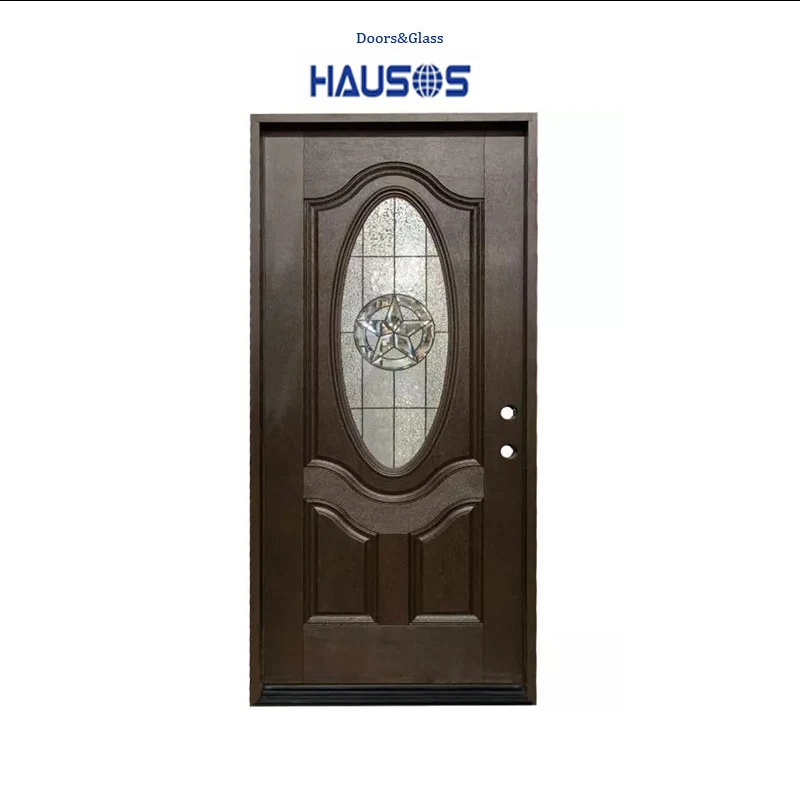 Американский стиль Лидер продаж нигерийская стальная рама и деревянная панель передняя дверь