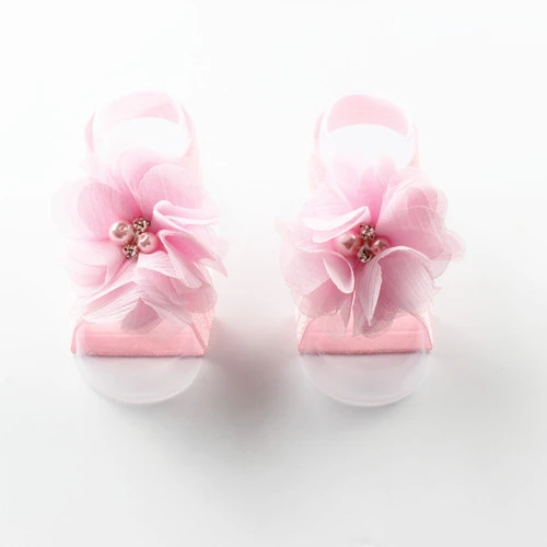 Baby Feet Accessories Photo Props Chiffon Flower Rhinestone Barefoot Sandals For Newborn Babies