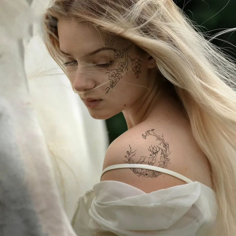 Face Tattoo Bull Head Sticker Neck Hand Back Cool Design Sexy Body Man Woman Art Waterproof Tempo Henna Tattoo Sticker For Girlz