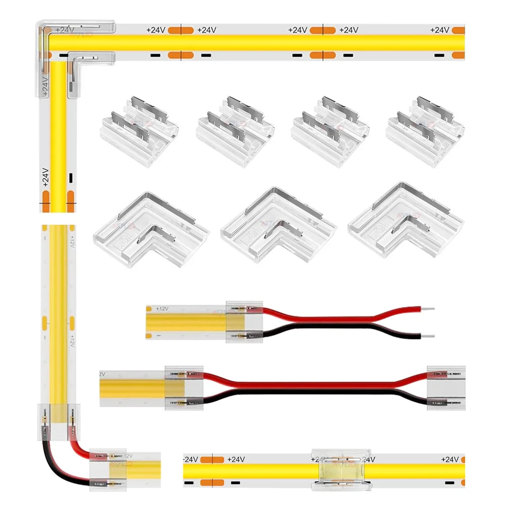 cob led strip corner connectors 5mm 8mm 10mm 12mm 2 3 4 pin cob led strip connector