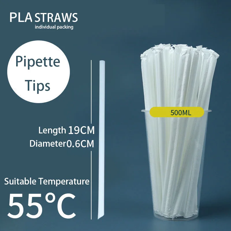 PLA Eco Friendly Compostable Wholesale Individually Wrapped Disposable Boba Drinking Straw Heat-resistant Biodegradable Straws