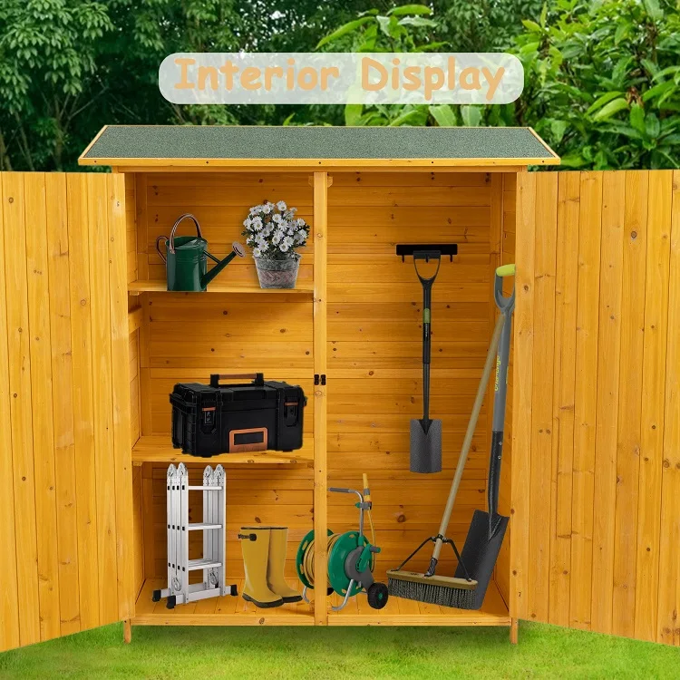 Garden Patio Furniture Waterproof Tool Shed Wooden Storage Cabinet