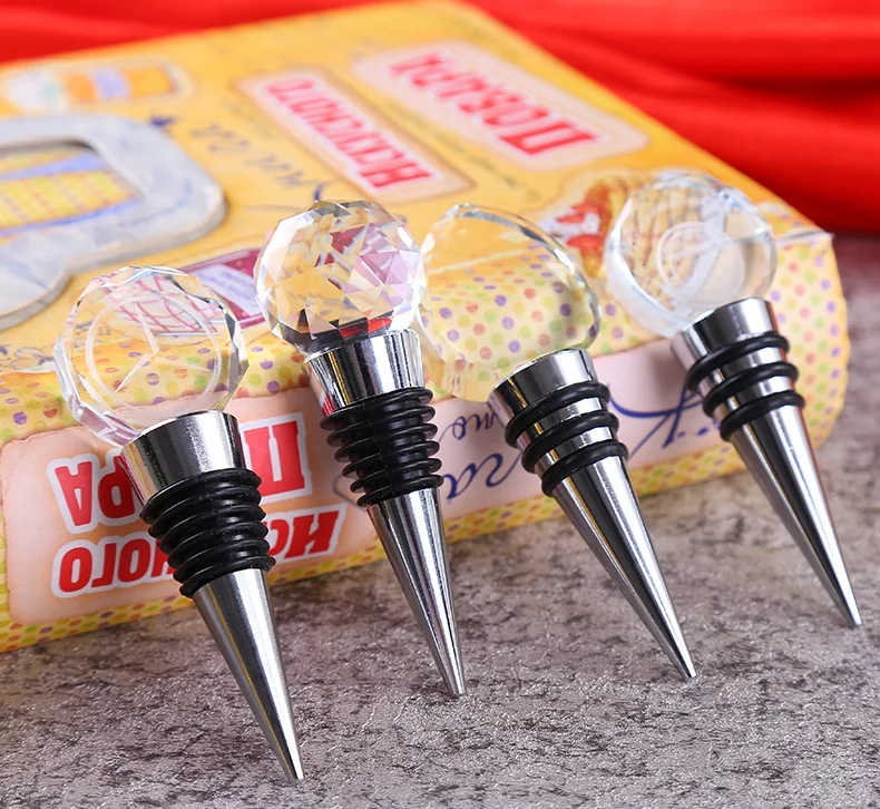 Custom Bottle Stopper Crystal Red Wine Corks Champagne Wine Stopper Gifts for Wedding or Party Decoration