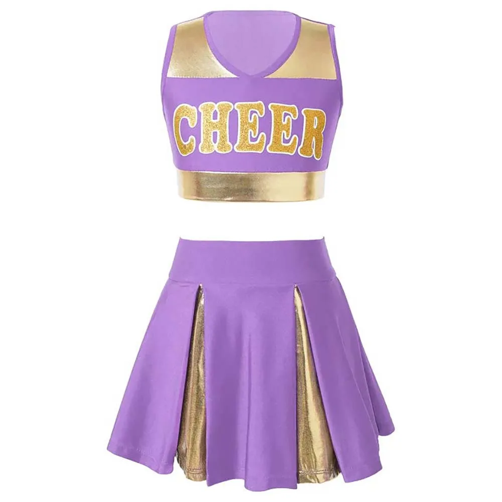 Personalized custom purple sublimation cheerleading uniform polyester cheap cheer uniforms