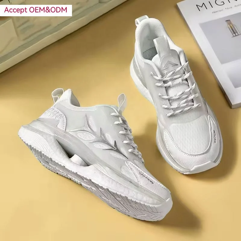 ODM OEM Customized Brand Women Sports Shoes New Breathable Casual Running Shoes Popcorn Soft Sole 2024 White Sneakers for Men