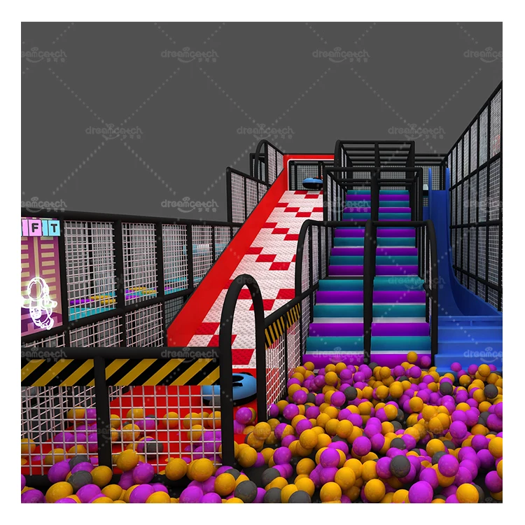 Big Maze Adults Kids Adventure Play Ball Pool Large Crazy Slides Indoor Playground with LED Neon Lights