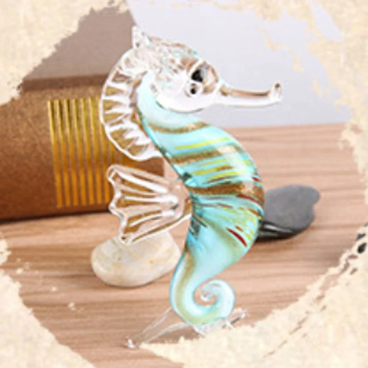 Christmas Glass Crafts Seahorse Figurines Indoor Modern Handmade Crystal glass animal seahorse sculpture for sale
