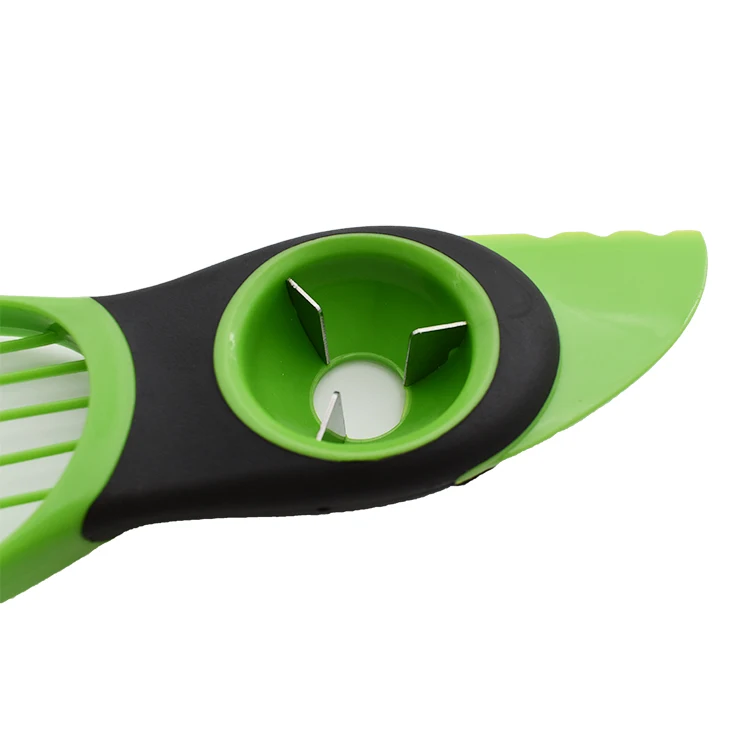 Eco friendly kitchen Fruit Green Avocado Cutter Food grade Plastic 3 in 1 Avocado Slicer Cutter