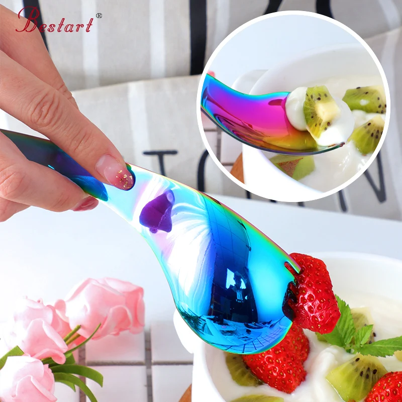 Хит продаж титановый салат из нержавеющей стали десерт мороженое креативная ложка с зубами