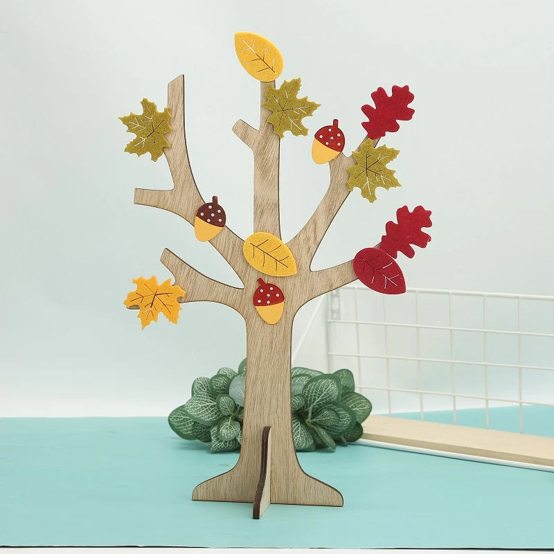 Cheap Harvest Tree Thanksgiving Crafts Mini DIY Office Home Wood Decorations Crafts