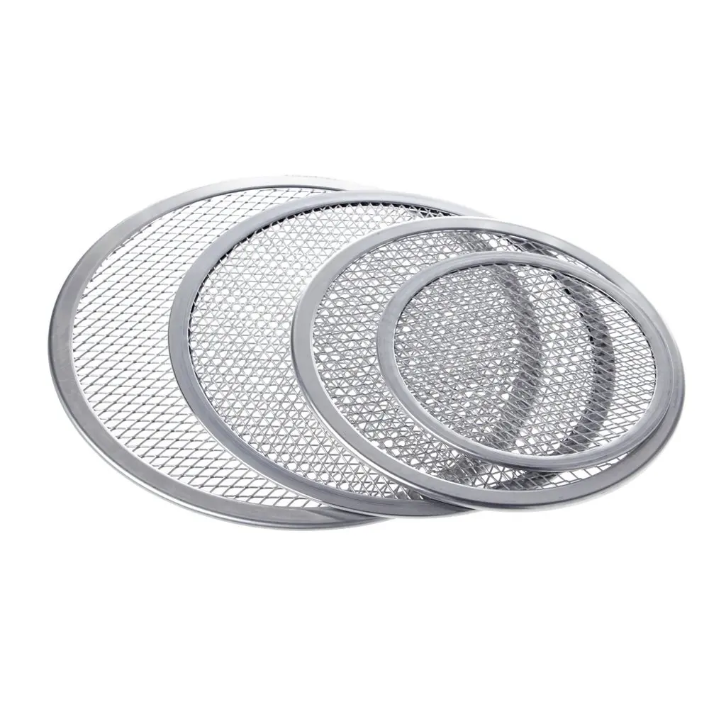 6-22 inch aluminium screen pizza stone non stick mesh net baking tray