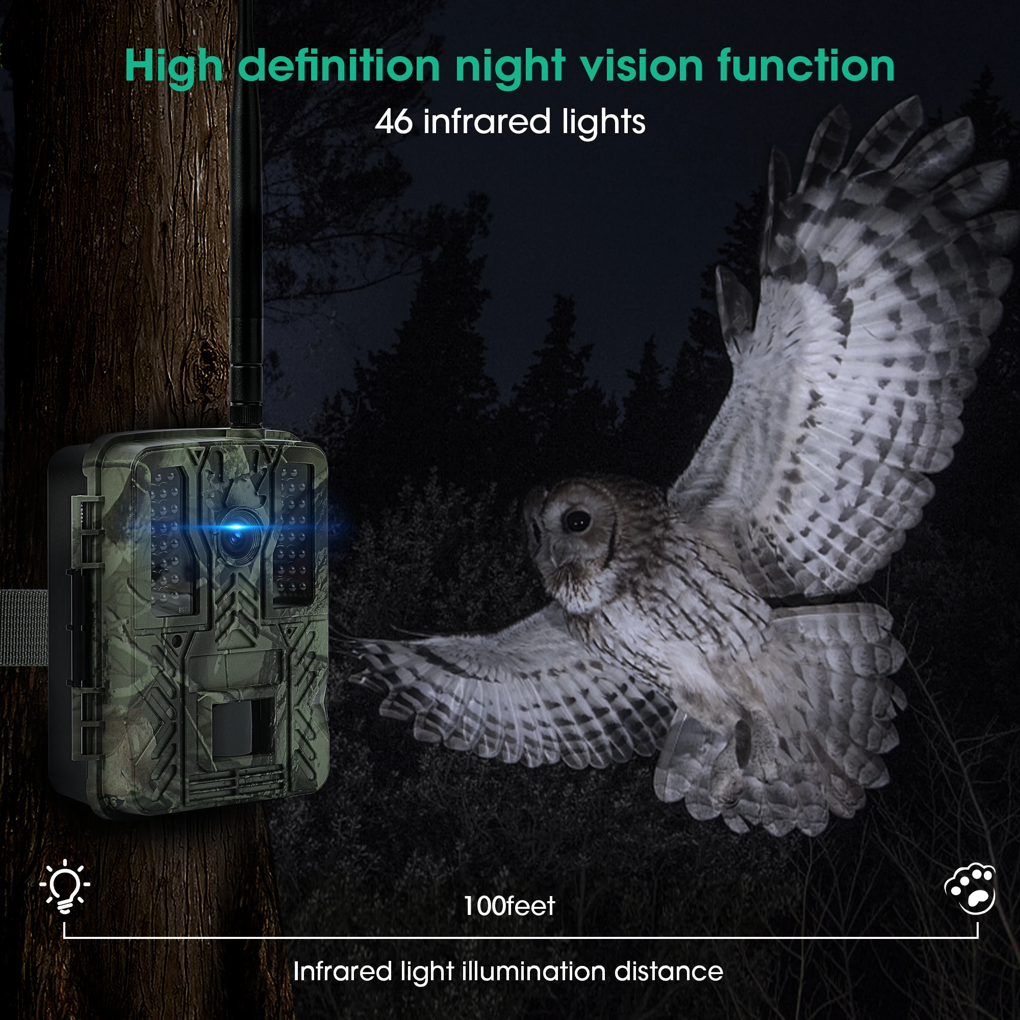 4K 36MP WiFi APP Live View Night Vision Hunting Trail Camera Home Surveillance Camera