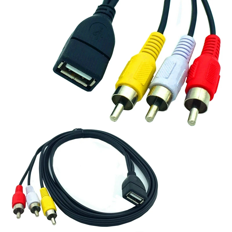 Новинка 1 5 м USB A мама к 3 RCA Phono AV кабель свинцовый ПК ТВ Aux аудио видео адаптер