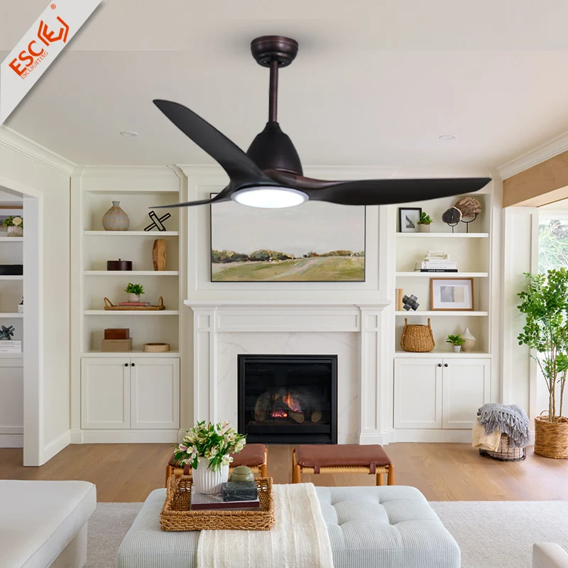 Modern Decorative Remote Control Ceiling Fans Bldc 52 Inch 5 Speed Abs Blades Living Room Ceiling Fan With Lights