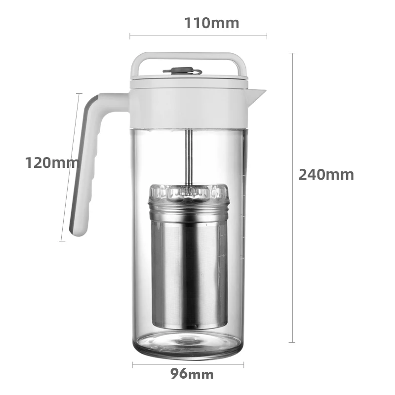 Eco-friendly Portable 900ml Free Leak proof Glass Iced Cold Brew Coffee Filter Maker