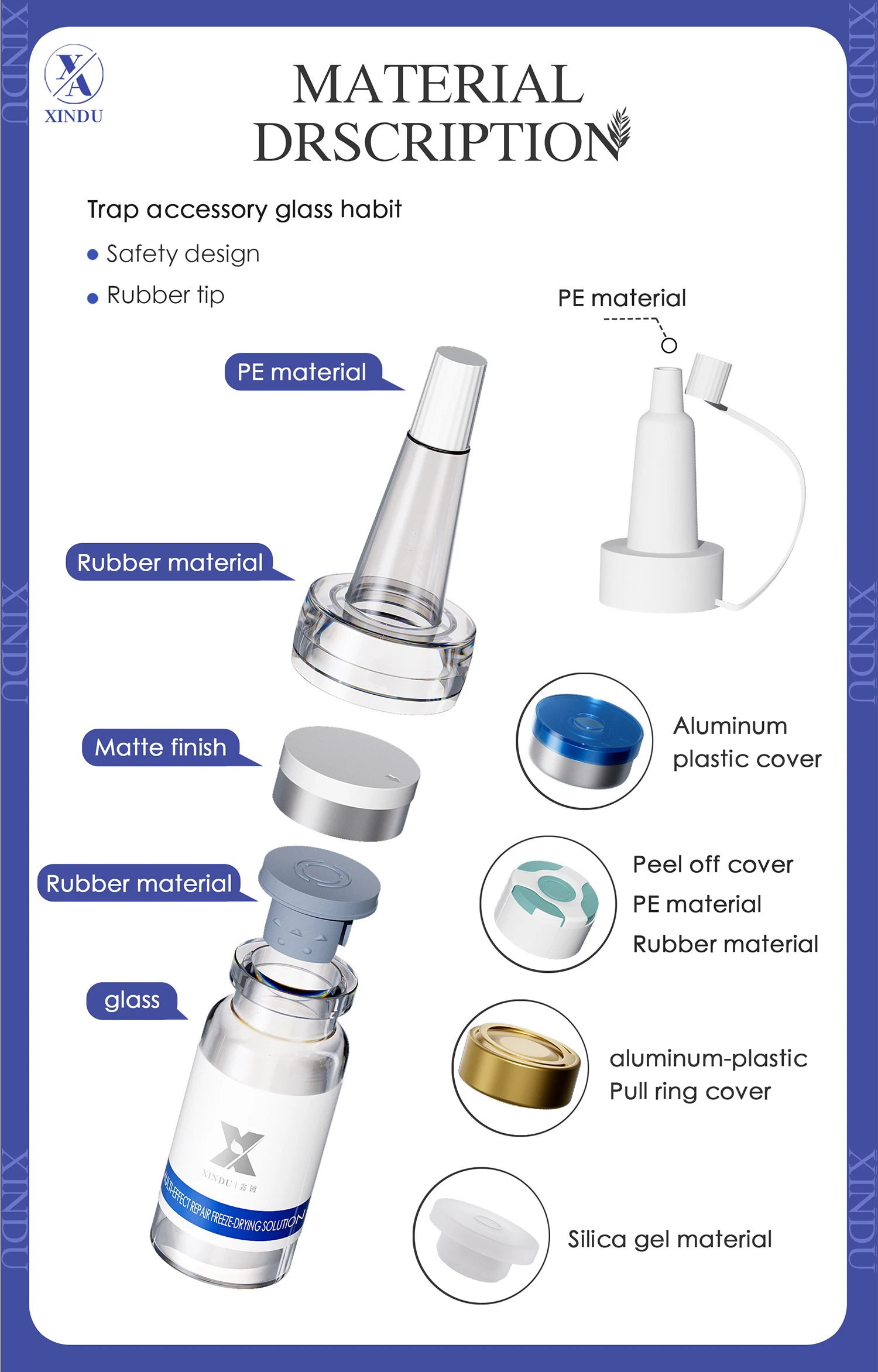 5ml 7ml 10ml 15ml 20ml 30ml Clear Amber Sterile Injection Molded Glass Vials with Rubber Stopper For Serum