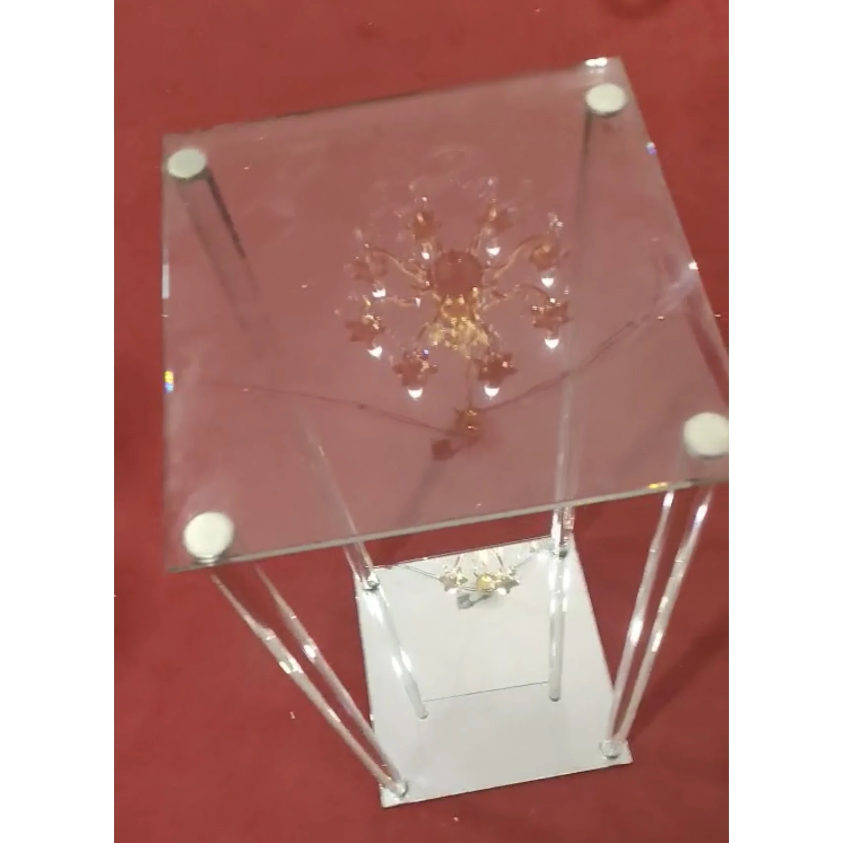 Wholesale Church decoration crystal 4 pillar flower stand glass flower tall stand