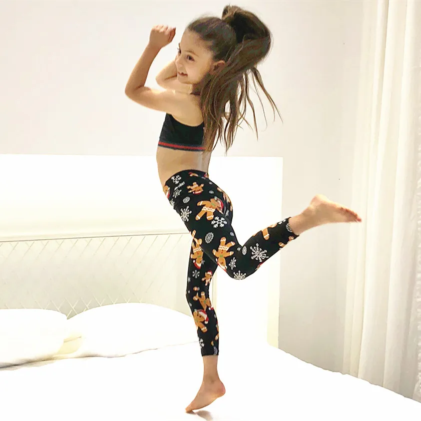 New Year Holidays Girl Kids leggings Winter Pants Christmas Soft Ginger Baby Prints Leggings For Children Wholesale