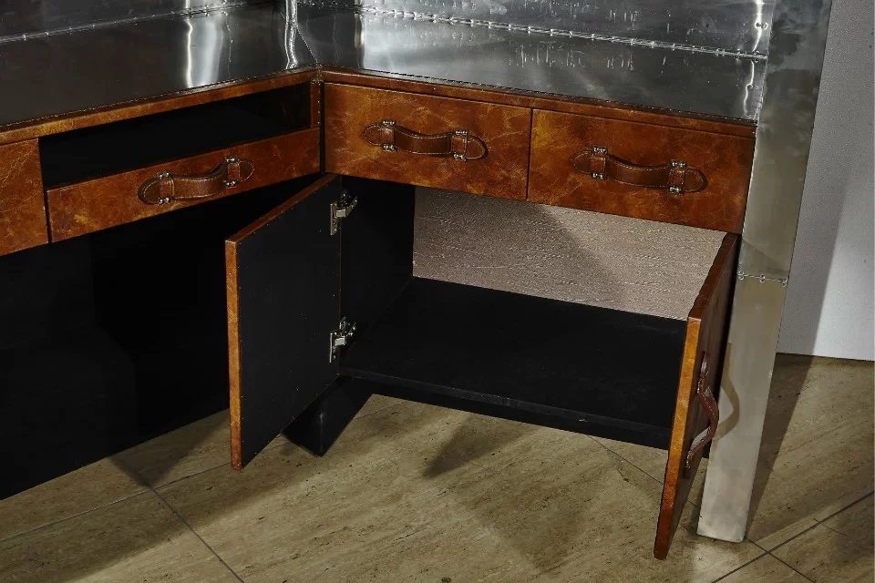 Полированный алюминиевый Авиатор Рабочий стол для руководителей