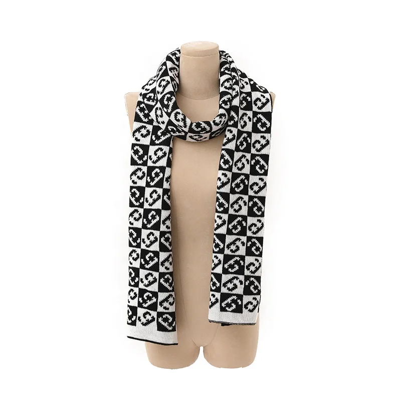 Custom Korean Classic Number Messy Scarf Geometric Fashion Wild Shawl Autumn Winter Warmer Shawl Scarf