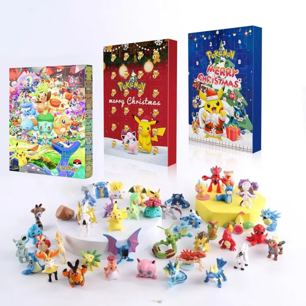 Zealed Advent Calendars 24pcs Poke Mon Christmas Blind Box Pokemoned Christmas Calendar Box Action Figures Anime Pikachu
