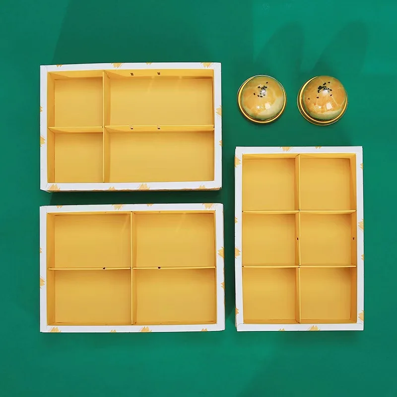 POPULAR LUXURY PAPER MOON CAKE BOX PACKAGING WITH DIVIDERS COOKIE PACKAGING BOX WITH WINDOW