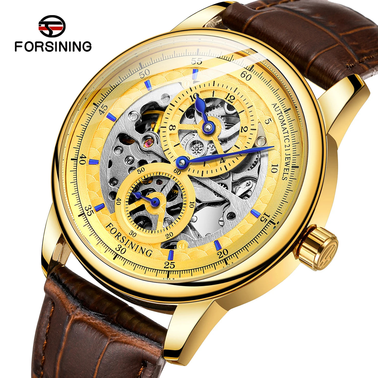 2024 relogio forsining custom logo skeleton watch winder mechanism automatic mechanical watch for twistwatch man
