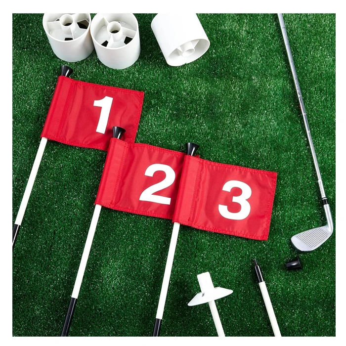 Low Price No MOQ Nylon Oxford Heavy Duty Fabric Ground Campaign Hole Cup Pin Double Sided Custom Mini Master Stick Golf Flag