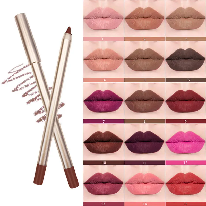 Wholesale Beauty Makeup Long Lasting Waterproof Vegan Creamy High Pigment Lip Liner Brown Private Label Lip Liner Pencil