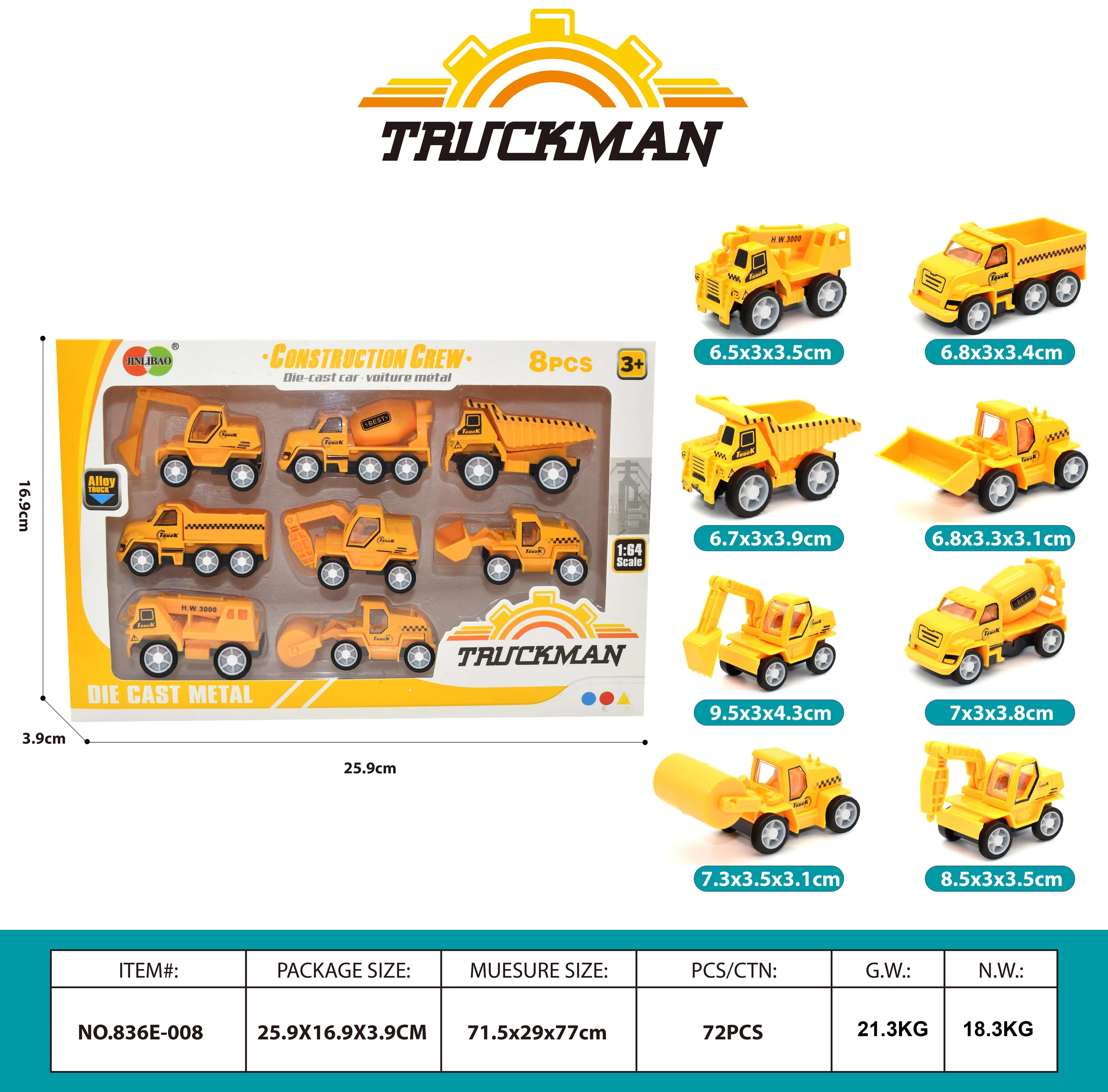 1:64 Die-casting Engineering Vehicle Alloy Car Model Diecast Car Toy Vehicles Diecast Toys For Kids With Various Packaging