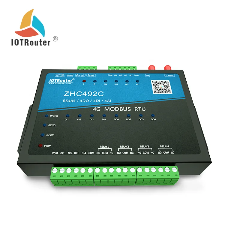 ZHC492C M2M Modbus RTU TCP Industrial Cellular Modem Outdoor MQTT JSON Gateway Data Logger