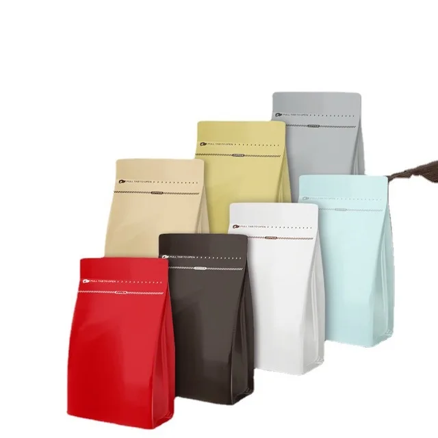 Eight side sealed coffee bean bag aluminum foil ziplocked bag without air valve moistureproof can be customized