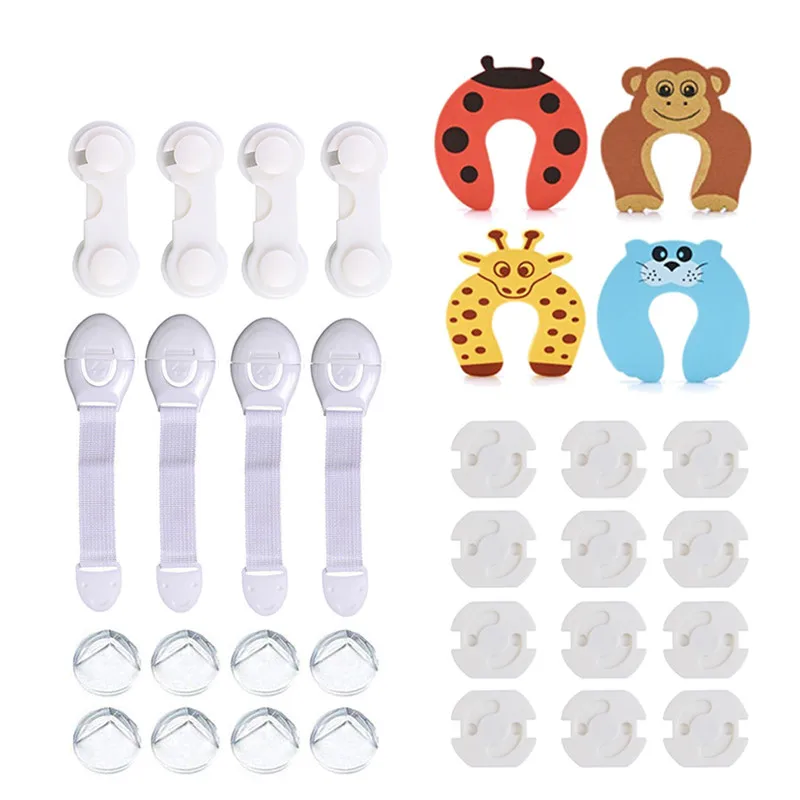 32pcs Baby safety kit  baby gift set home safe door stopper cabinet lock corner guard starter kids safety,baby  lock