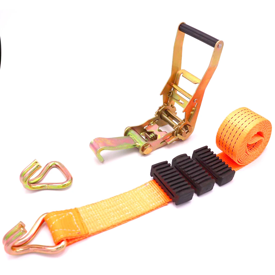Orange cargo tie down car stainless ratchet strap