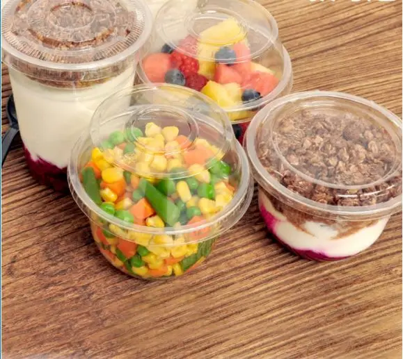 
12oz PET tapas de plastic ice cream cup envases plastic 