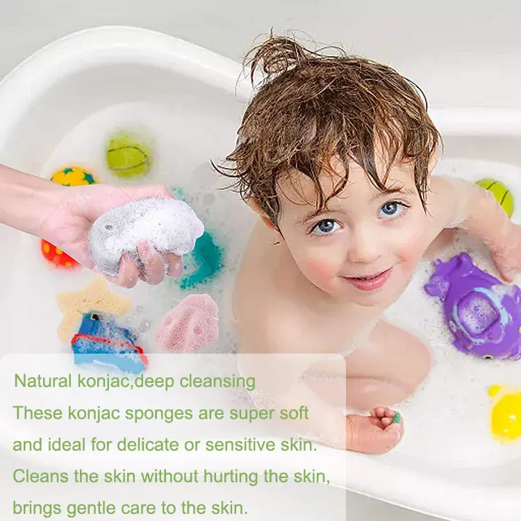 100% Natural Charcoal Gentle Deep Cleaning Konjac Sponge Cute Bear Shape Kids Infants Toddlers Bath Sponge For Kids