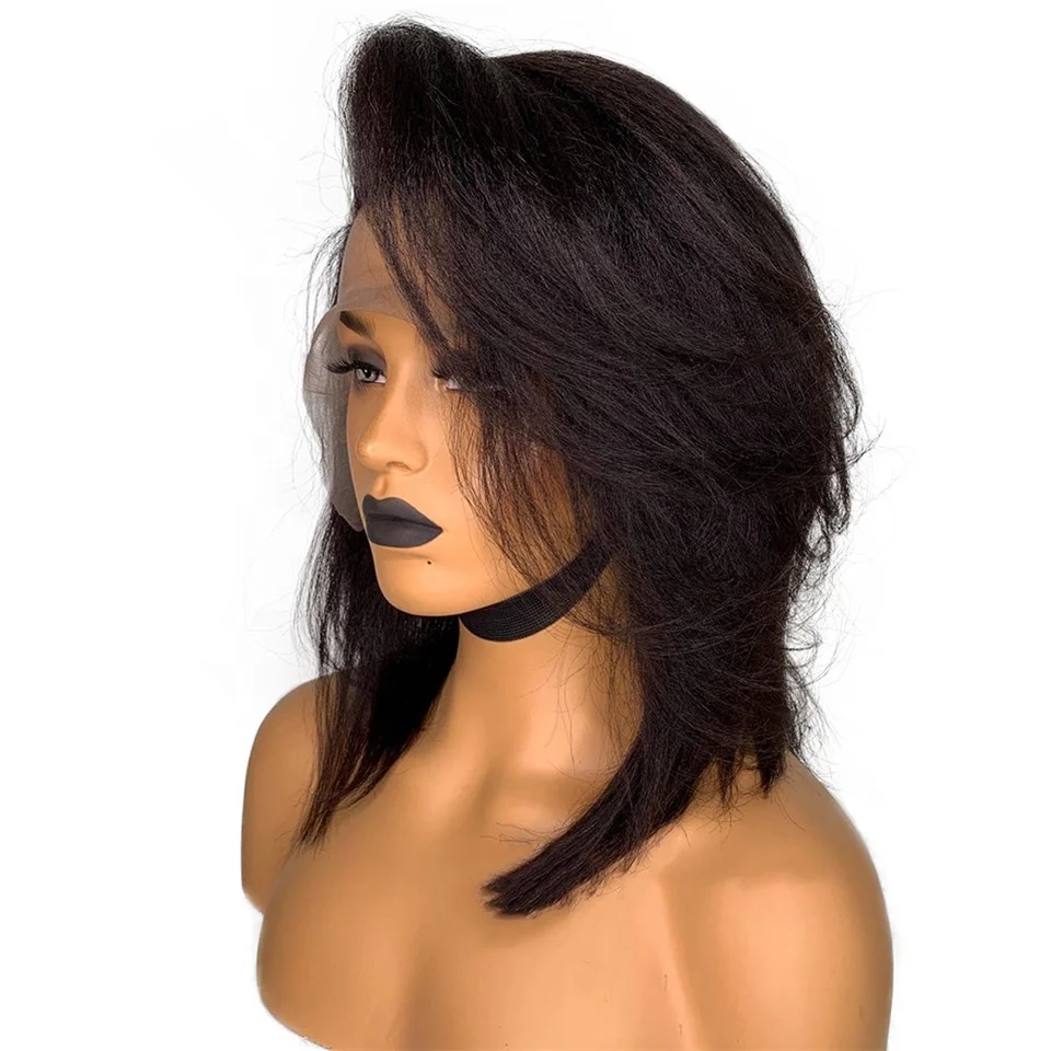 
Aliexpress Hot Sale Short Bob Yaki Straight Lace Front Human Hair Wigs Remy Brazilian Hair For Black Women 