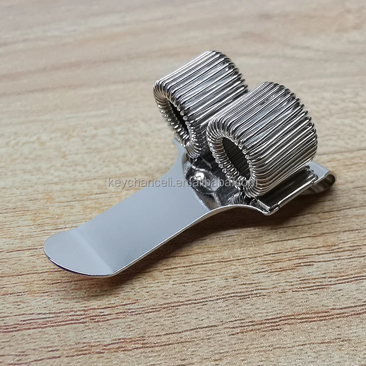 China supplier custom logo silver pen clip metal holder with two spring coils