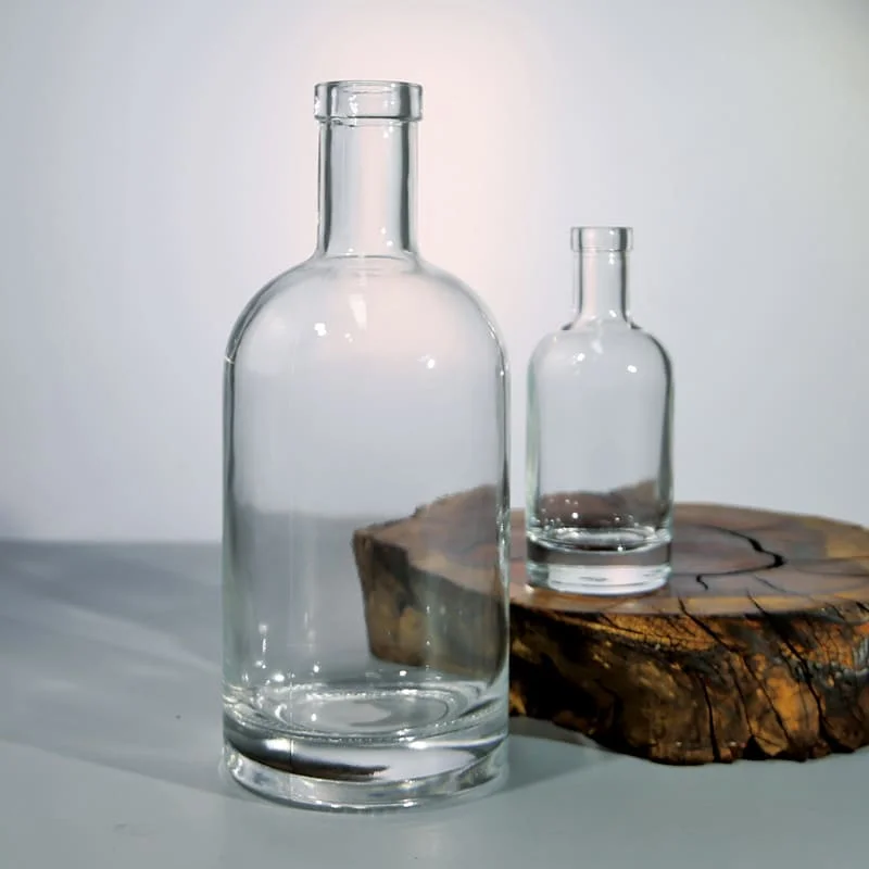 Premium 375ml 500ml Super Flint Glass Liquor Bottles with Heavy Base for Tequila Liqueur Cork Seal Printable Surface 30ml Volume