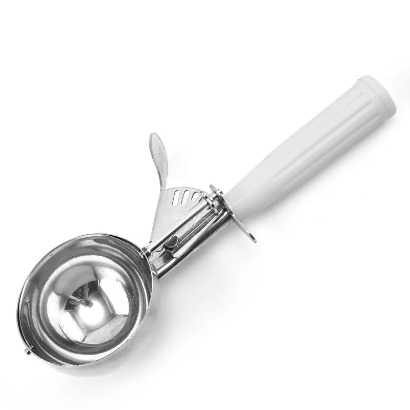 Factory Wholesale Ice Cream Scoop Fruit Ice Ball Maker Spoon Stainless Steel Ice Cream Scoop With Colorful Plastic Handle