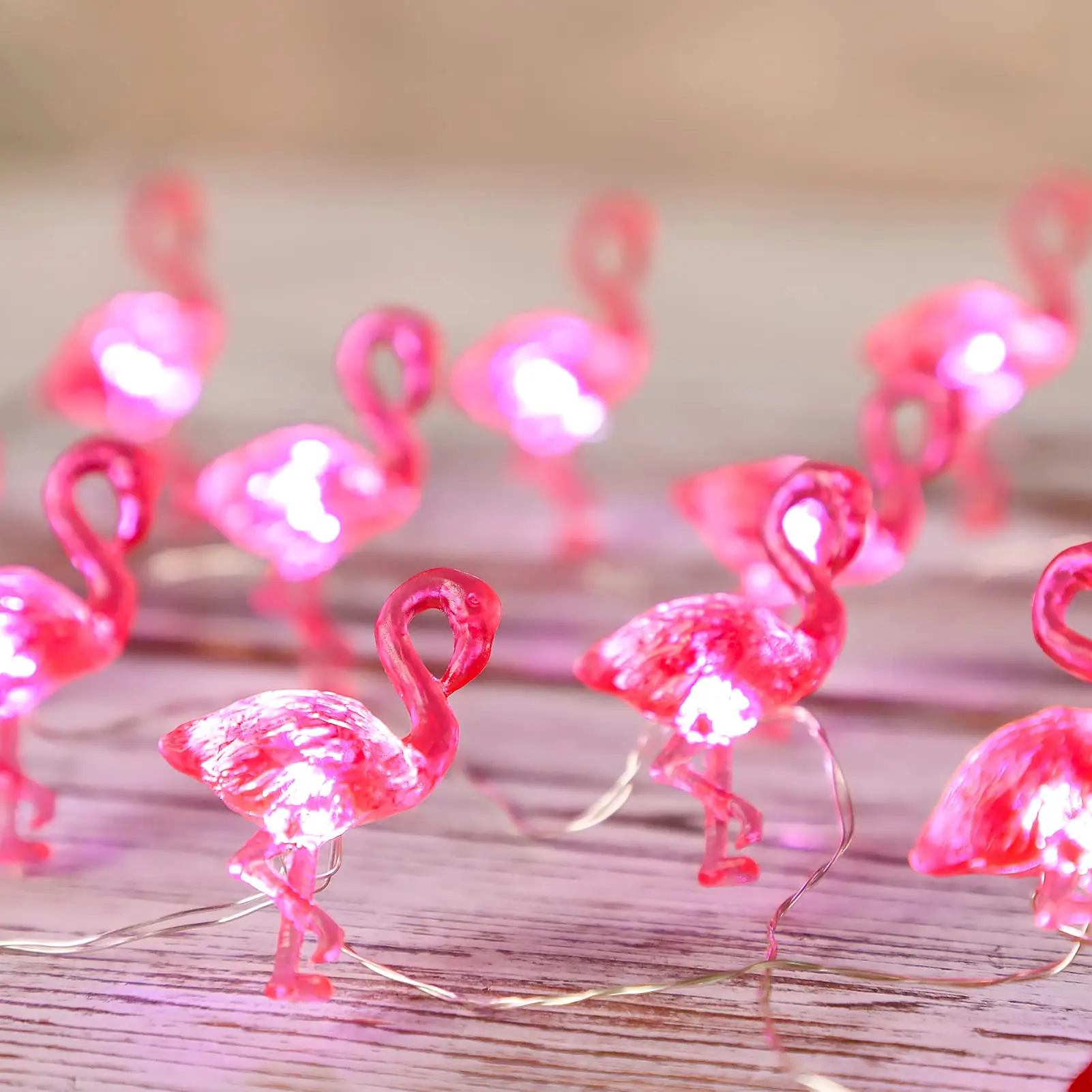 Good Supplier Battery Operated Remote Fairy Lights Decor Pink Flamingo String Lights