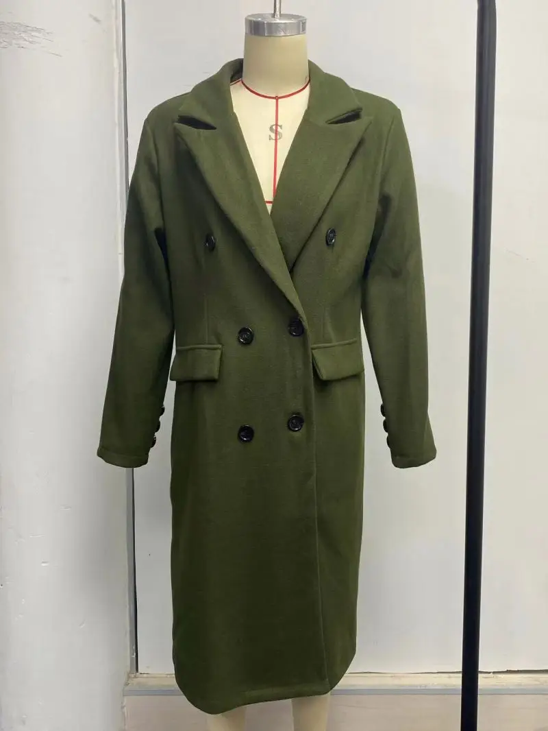 Wool Lapel Thin Winter Coat Solid Color Slim Fit Ladies Woolen Coats Custom LOGO Long Korean for Women Woven Standard