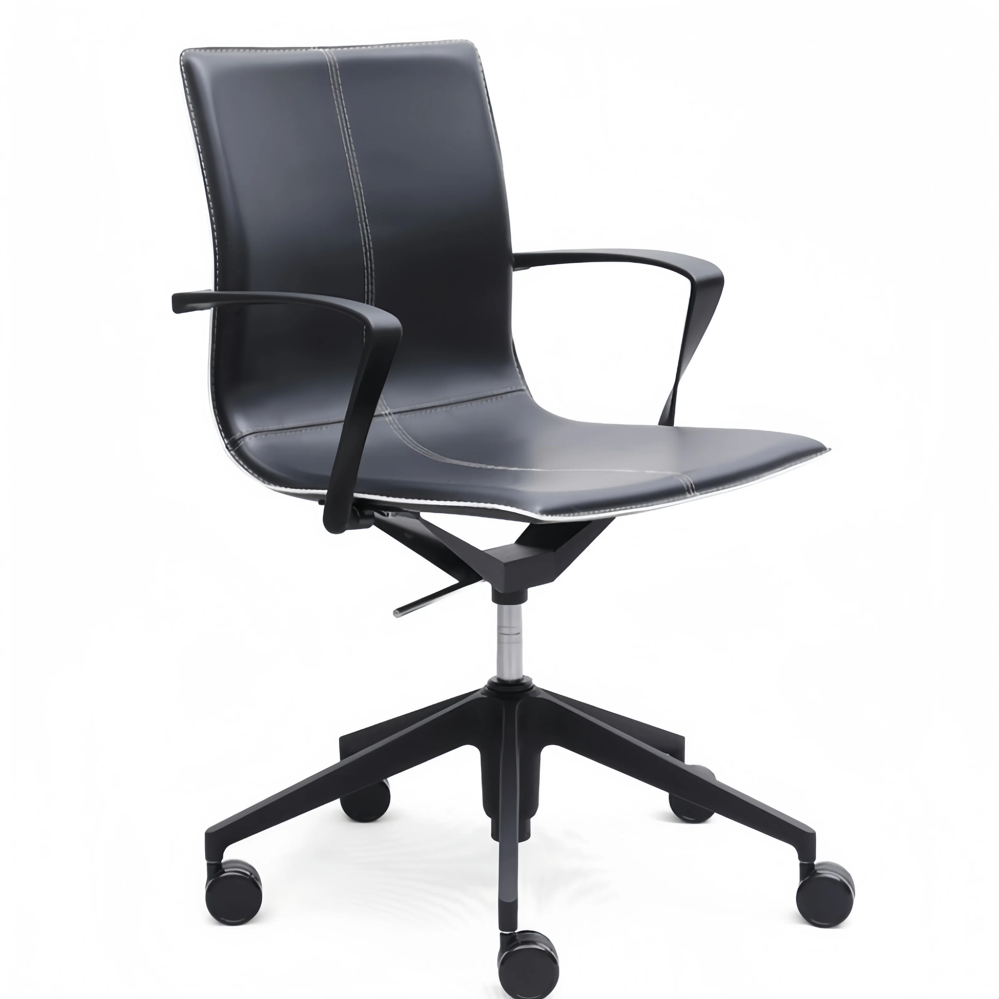 Durable Rotating Wheel Office Chair with Fixed Armrests Modern Design for Home School and Living Room Visitor Waiting Furniture